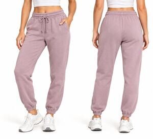 NOIZE Rema Jogger Pants Womens M Mauve Recycled Cotton Fleece Sweatpants